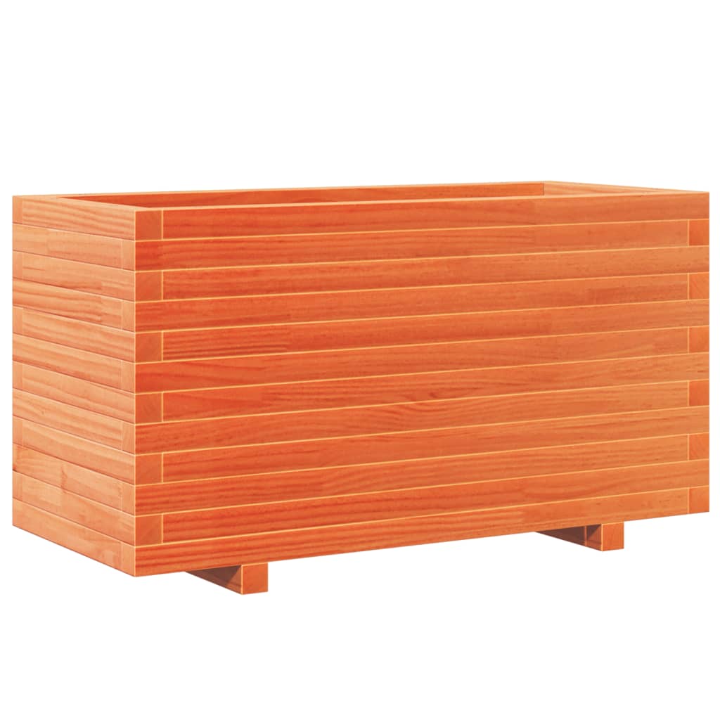 vidaXL Jardinera madera maciza de pino marrón cera 90x40x49,5 cm