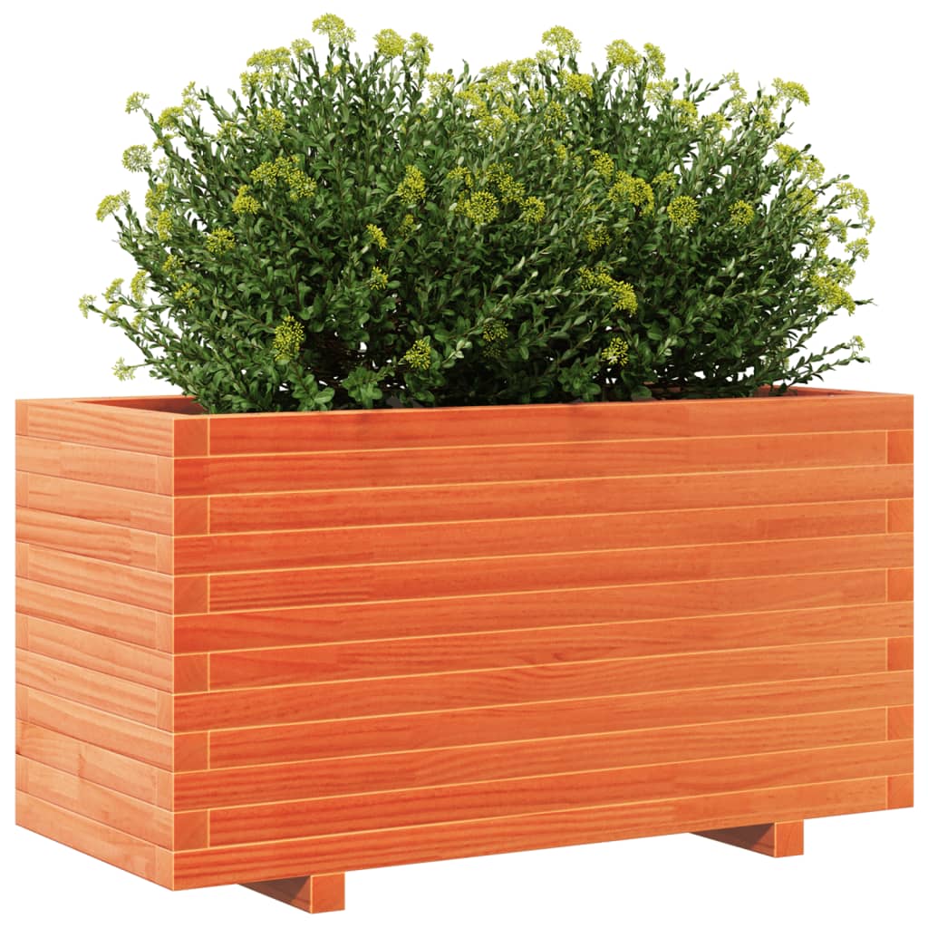 vidaXL Jardinera madera maciza de pino marrón cera 90x40x49,5 cm