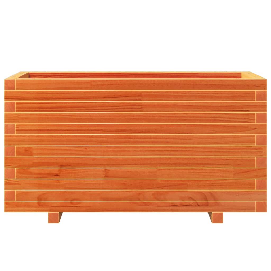 vidaXL Jardinera madera maciza de pino marrón cera 90x40x49,5 cm