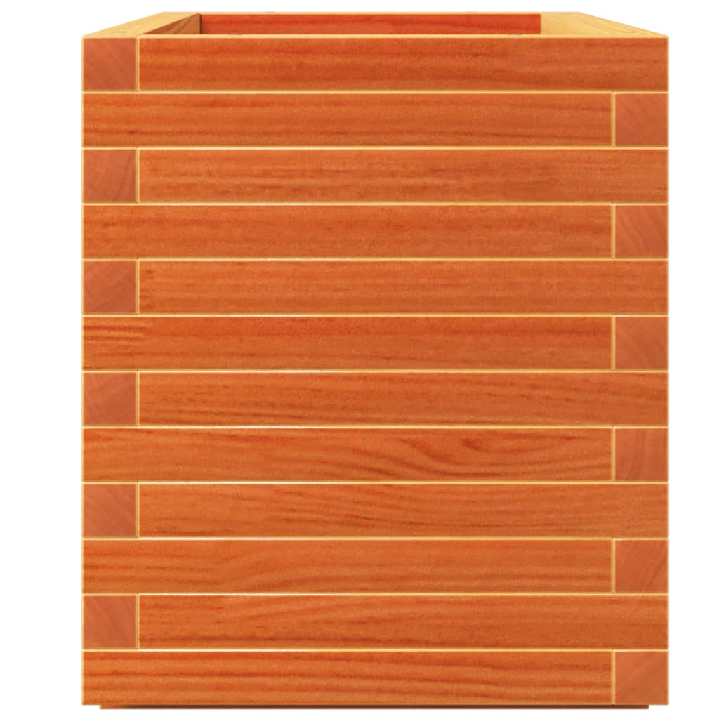 vidaXL Jardinera madera maciza de pino marrón cera 90x40x49,5 cm