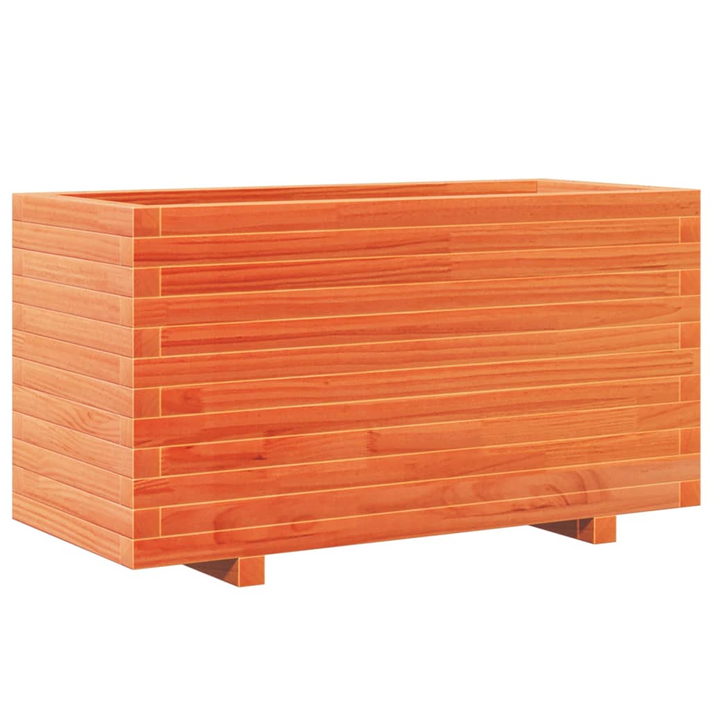 vidaXL Jardinera madera maciza de pino marrón cera 90x40x49,5 cm