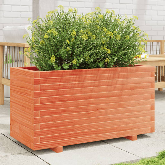 vidaXL Jardinera madera maciza de pino marrón cera 90x40x49,5 cm