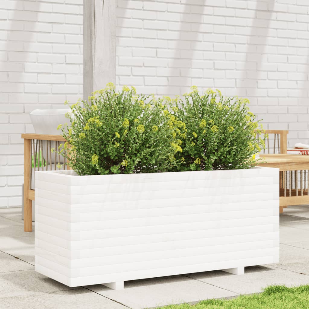 vidaXL Jardinera madera maciza de pino blanco 110x40x49,5 cm