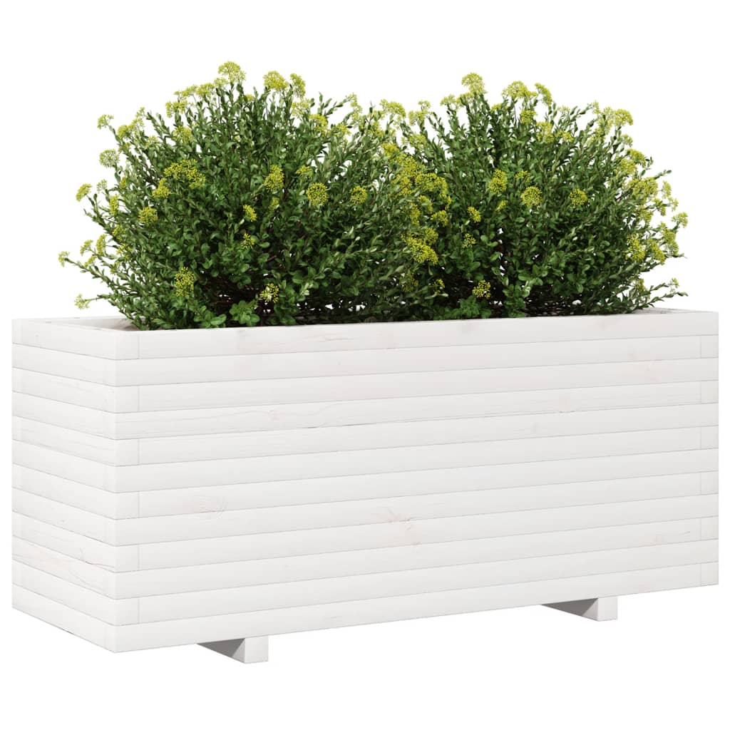 vidaXL Jardinera madera maciza de pino blanco 110x40x49,5 cm