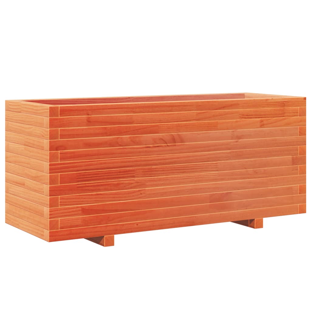 vidaXL Jardinera madera maciza de pino marrón cera 110x40x49,5 cm