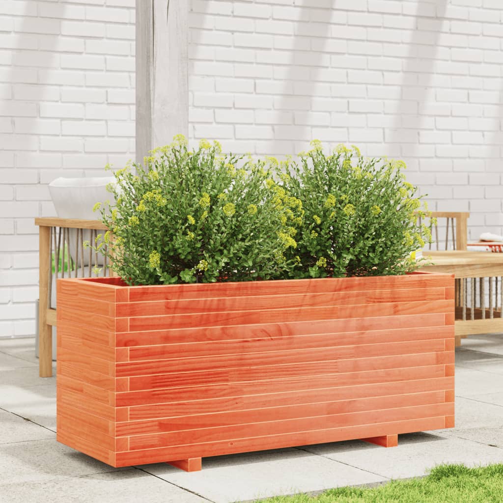 vidaXL Jardinera madera maciza de pino marrón cera 110x40x49,5 cm