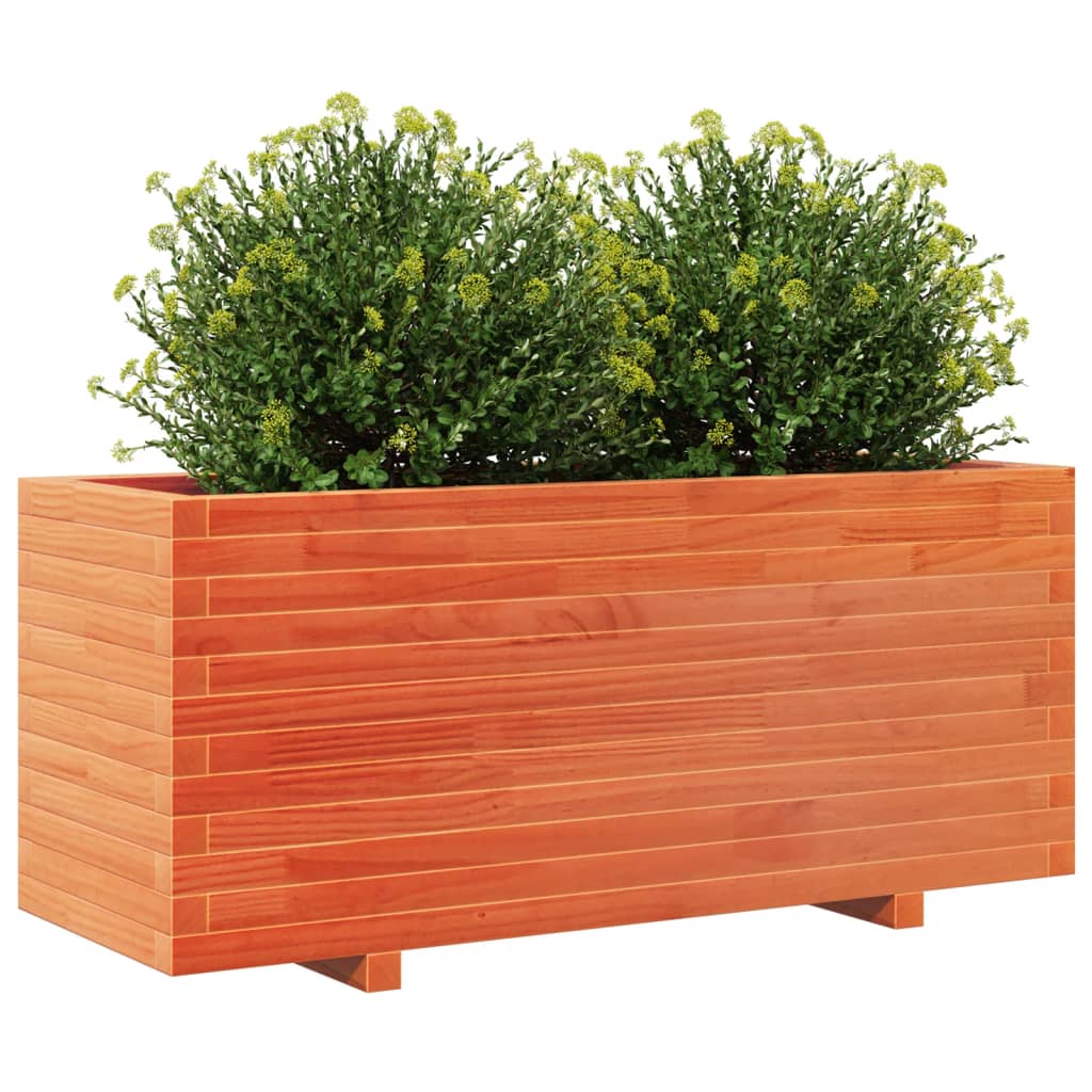 vidaXL Jardinera madera maciza de pino marrón cera 110x40x49,5 cm