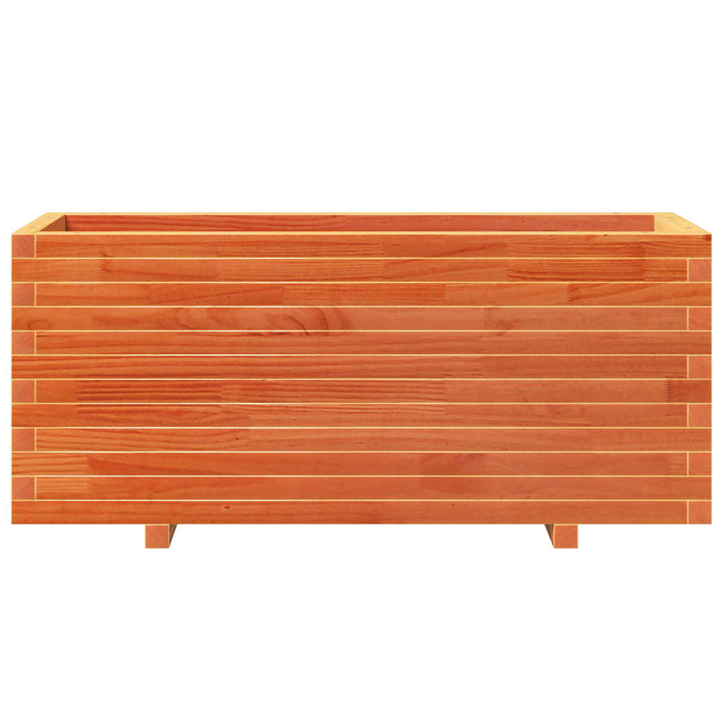 vidaXL Jardinera madera maciza de pino marrón cera 110x40x49,5 cm