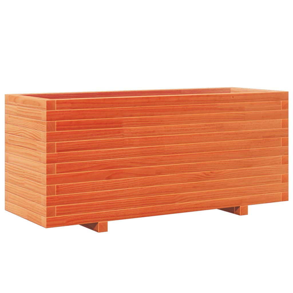 vidaXL Jardinera madera maciza de pino marrón cera 110x40x49,5 cm