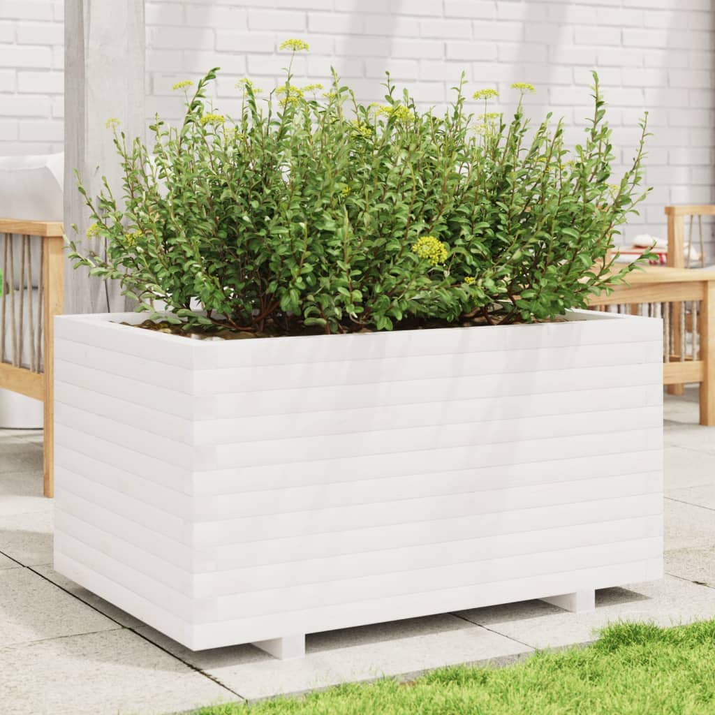 vidaXL Jardinera madera maciza de pino blanco 90x60x49,5 cm