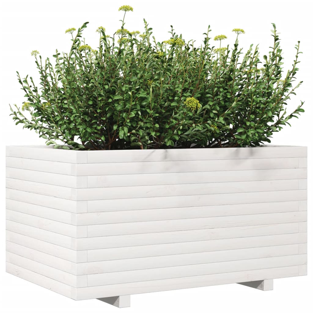 vidaXL Jardinera madera maciza de pino blanco 90x60x49,5 cm