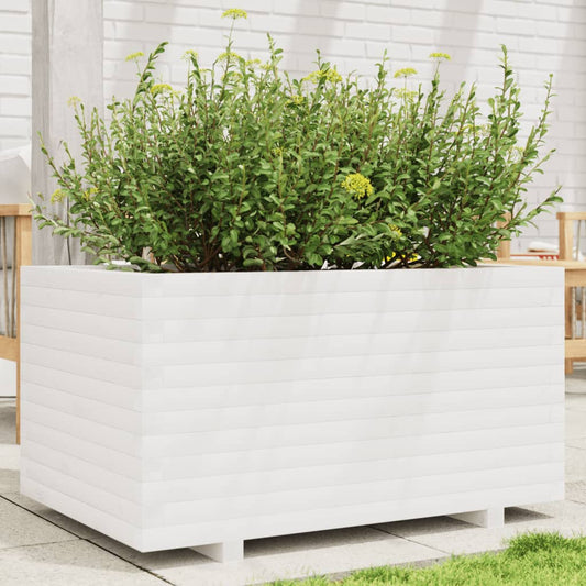 vidaXL Jardinera madera maciza de pino blanco 90x60x49,5 cm