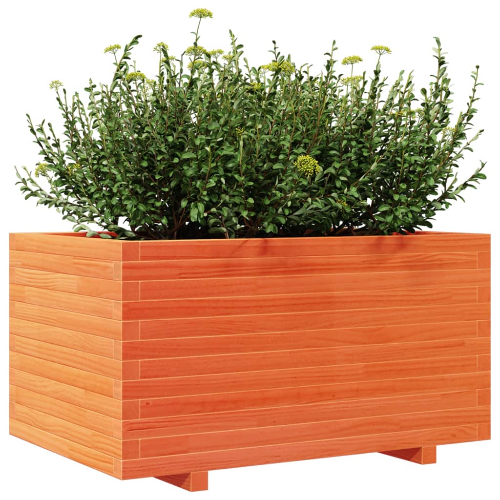 vidaXL Jardinera madera maciza de pino marrón cera 90x60x49,5 cm