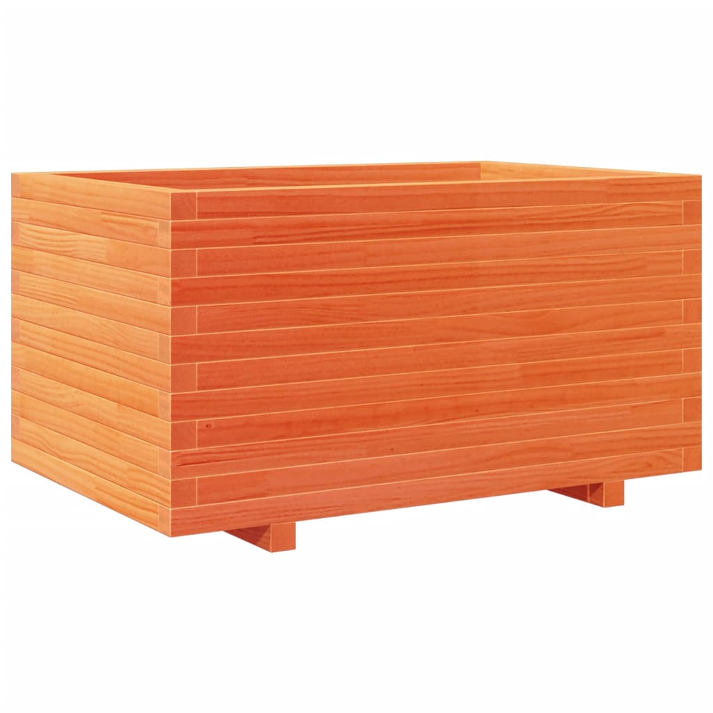 vidaXL Jardinera madera maciza de pino marrón cera 90x60x49,5 cm