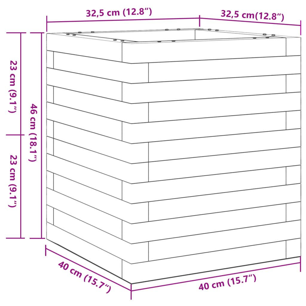 vidaXL Jardinera de madera maciza de pino 40x40x46 cm