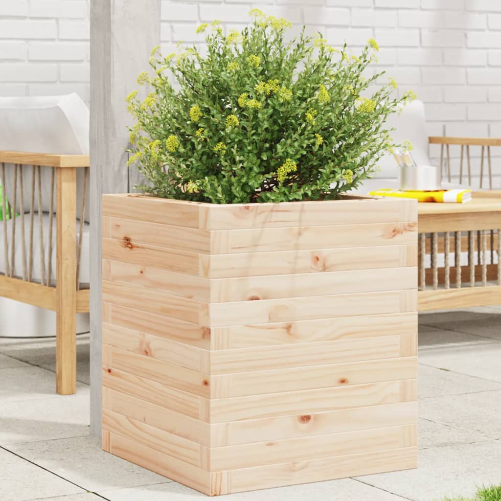 vidaXL Jardinera de madera maciza de pino 40x40x46 cm