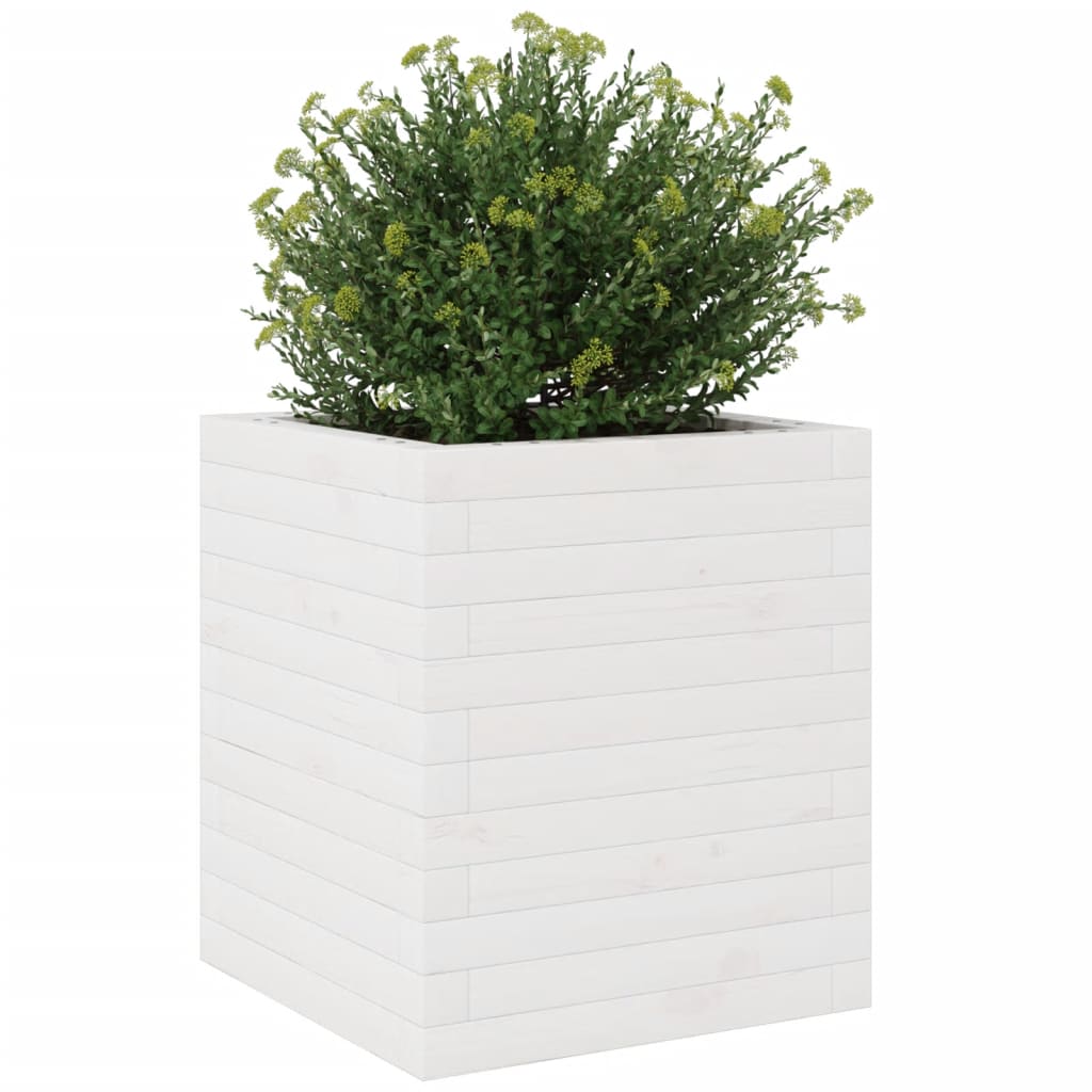 vidaXL Jardinera de madera maciza de pino blanca 40x40x46 cm