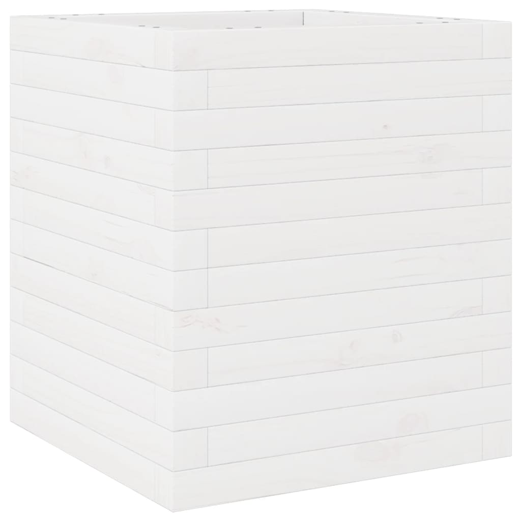 vidaXL Jardinera de madera maciza de pino blanca 40x40x46 cm