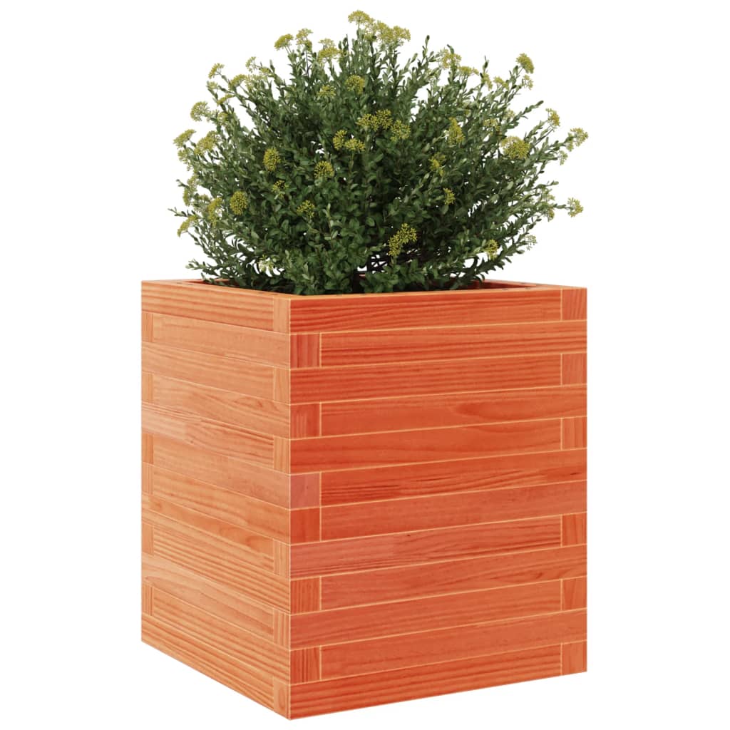 vidaXL Jardinera de madera maciza pino marrón cera 40x40x46 cm