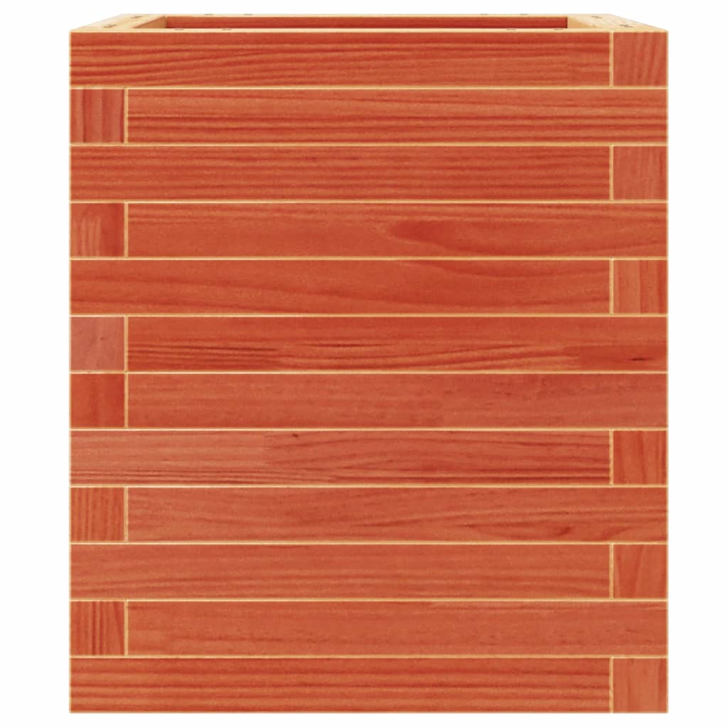 vidaXL Jardinera de madera maciza pino marrón cera 40x40x46 cm