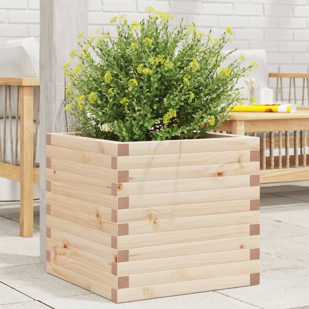 vidaXL Jardinera de madera maciza de pino 50x50x46 cm