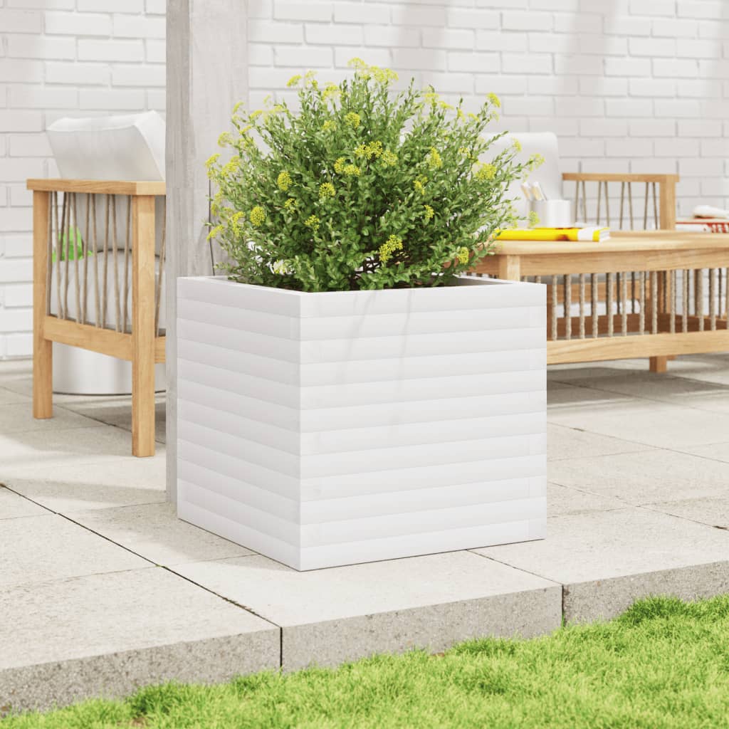 vidaXL Jardinera de madera maciza de pino blanca 50x50x46 cm