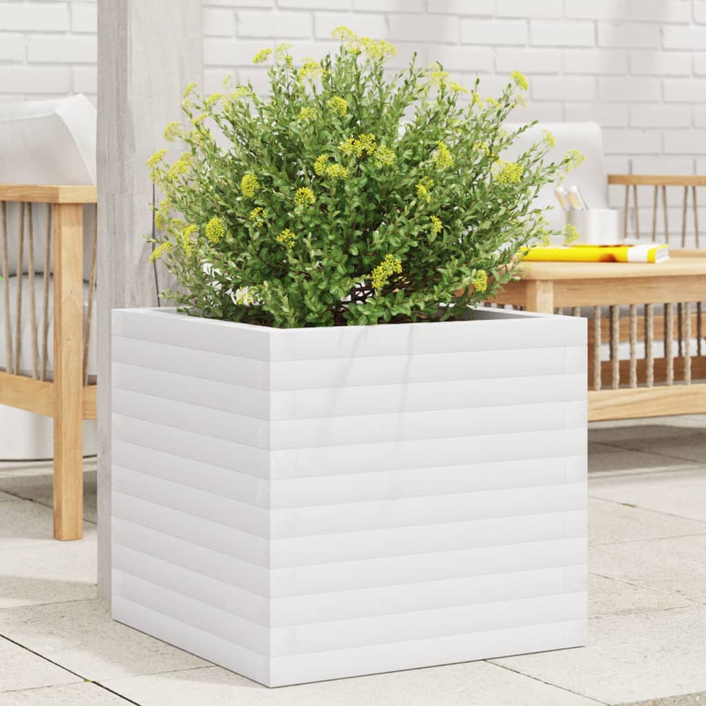 vidaXL Jardinera de madera maciza de pino blanca 50x50x46 cm