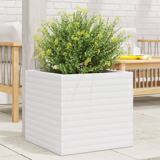 vidaXL Jardinera de madera maciza de pino blanca 50x50x46 cm