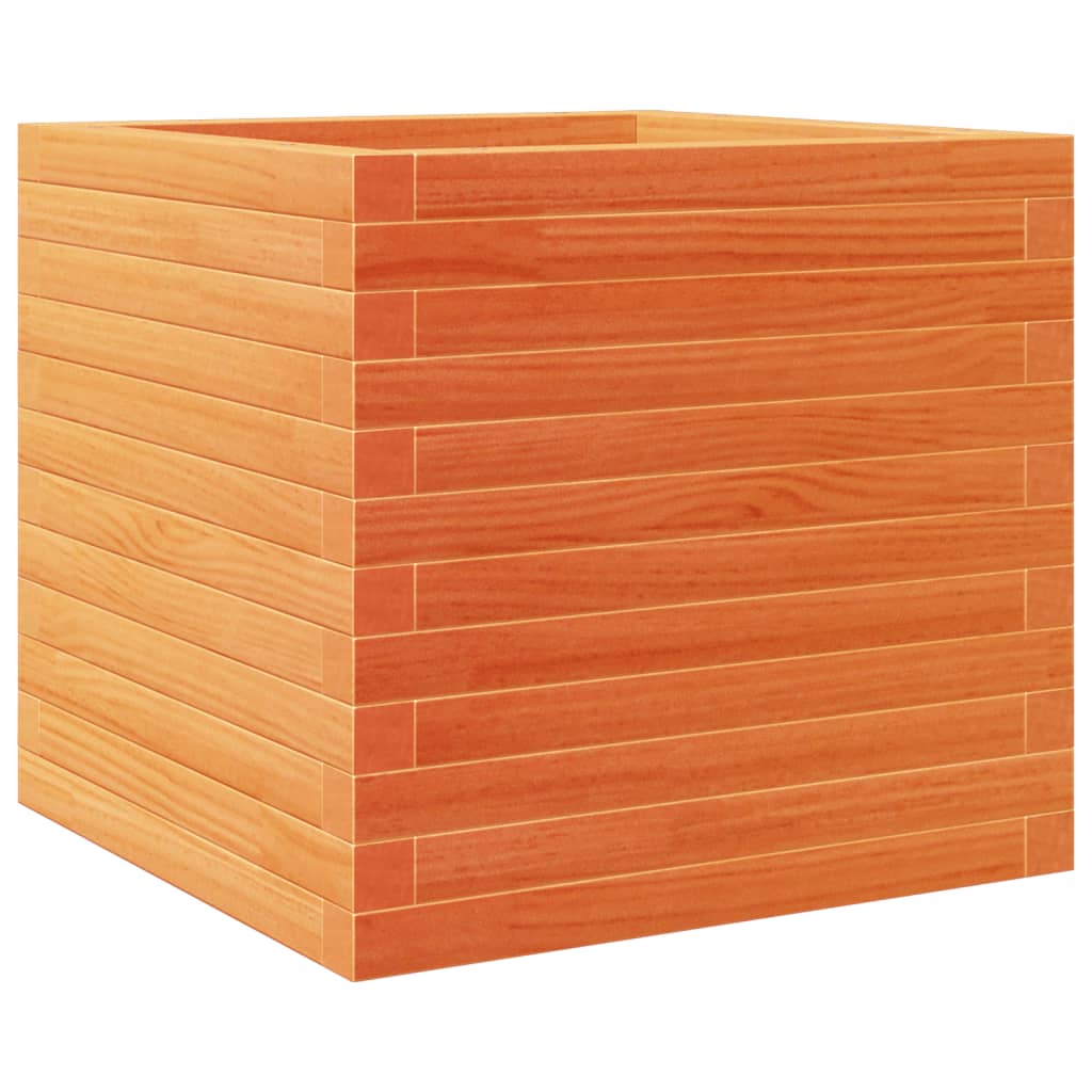 vidaXL Jardinera exterior madera maciza pino marrón cera 50x50x46 cm