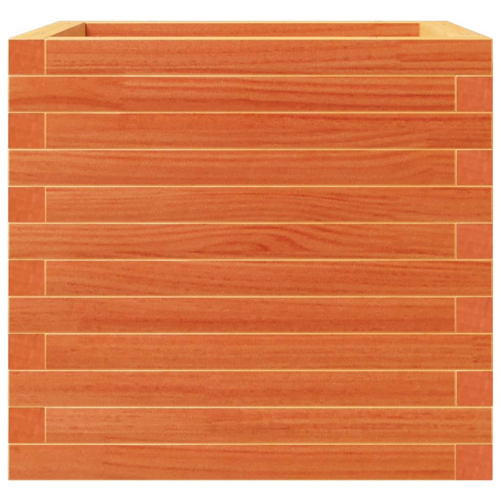 vidaXL Jardinera exterior madera maciza pino marrón cera 50x50x46 cm