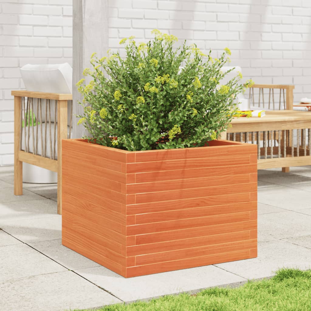 vidaXL Jardinera de madera maciza de pino marrón cera 60x60x46 cm