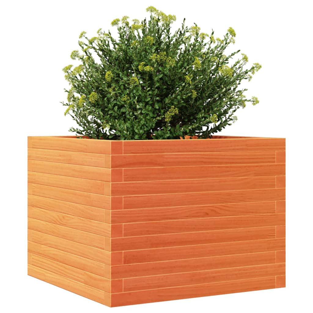 vidaXL Jardinera de madera maciza de pino marrón cera 60x60x46 cm