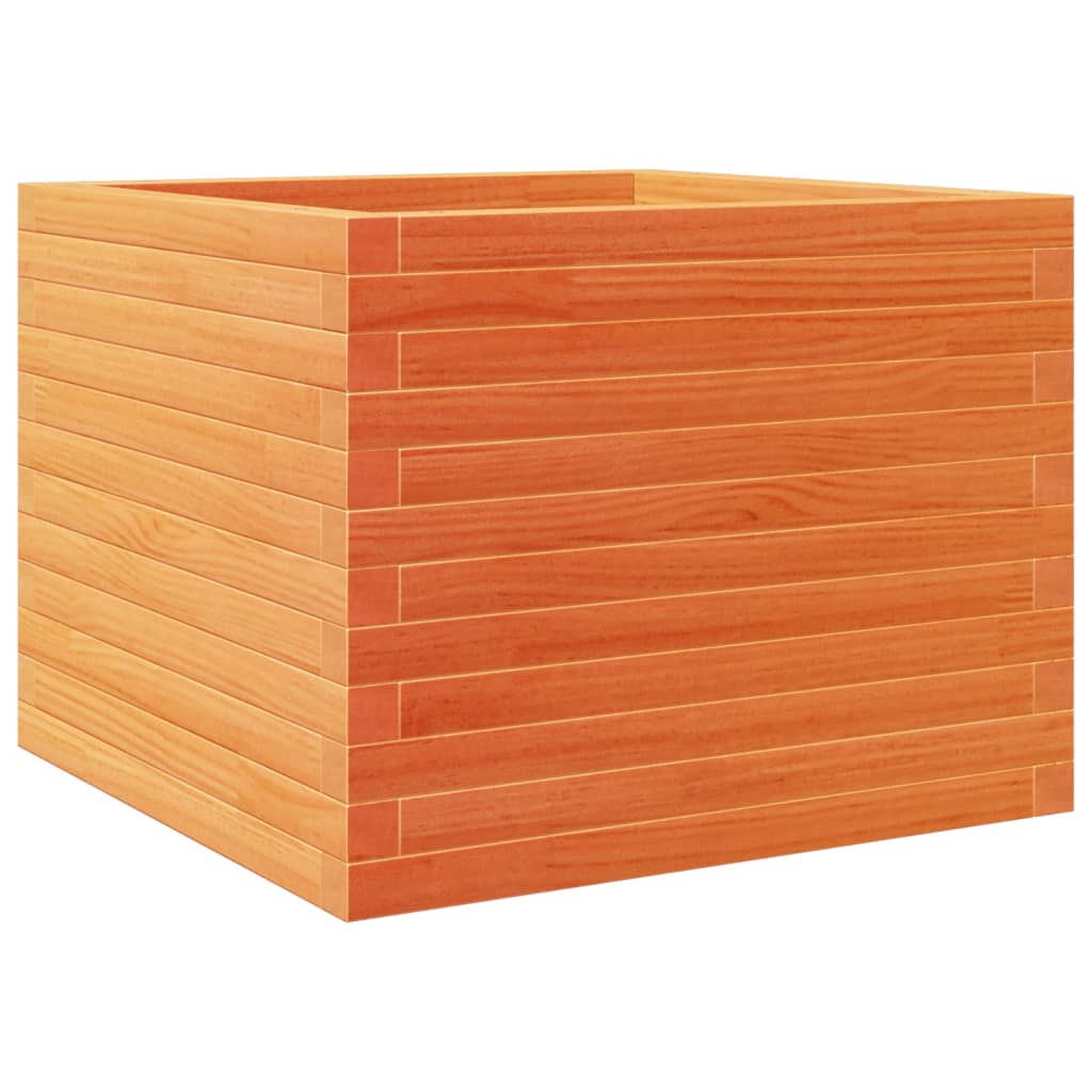 vidaXL Jardinera de madera maciza de pino marrón cera 60x60x46 cm