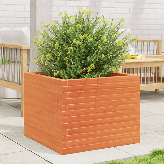 vidaXL Jardinera de madera maciza de pino marrón cera 60x60x46 cm