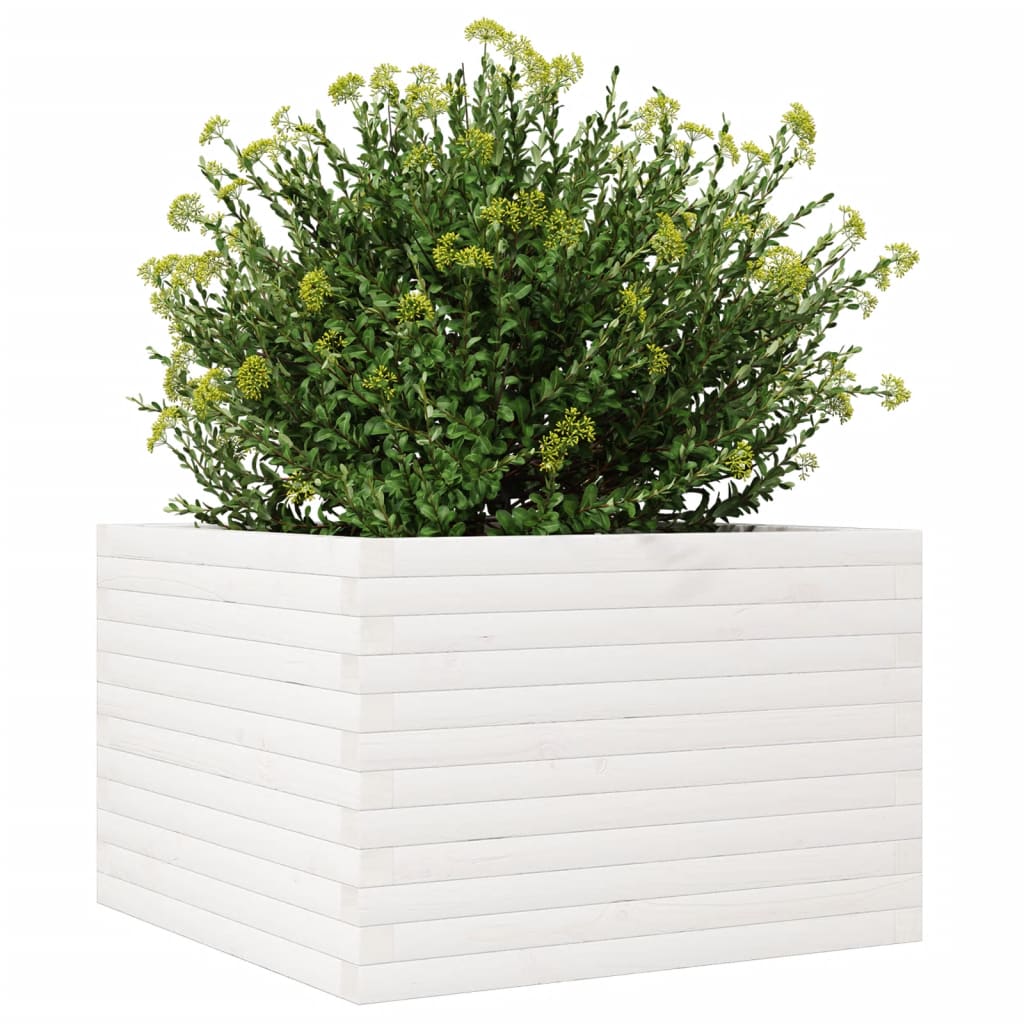 vidaXL Jardinera madera maciza de pino blanco 70x70x46 cm