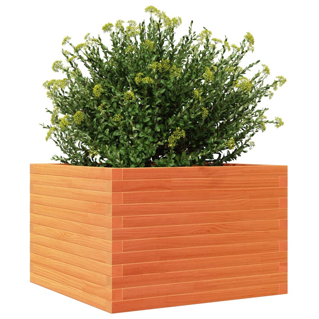 vidaXL Jardinera de madera maciza de pino marrón cera 70x70x46 cm