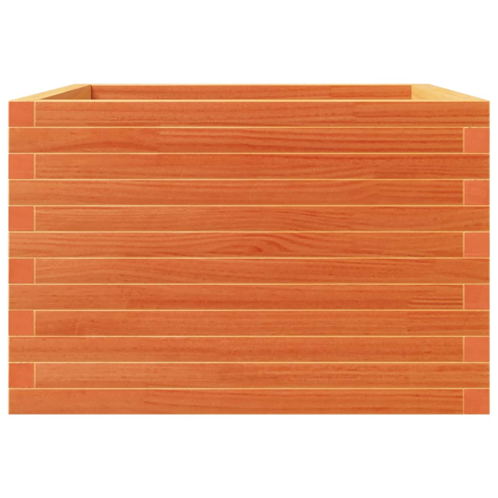 vidaXL Jardinera de madera maciza de pino marrón cera 70x70x46 cm