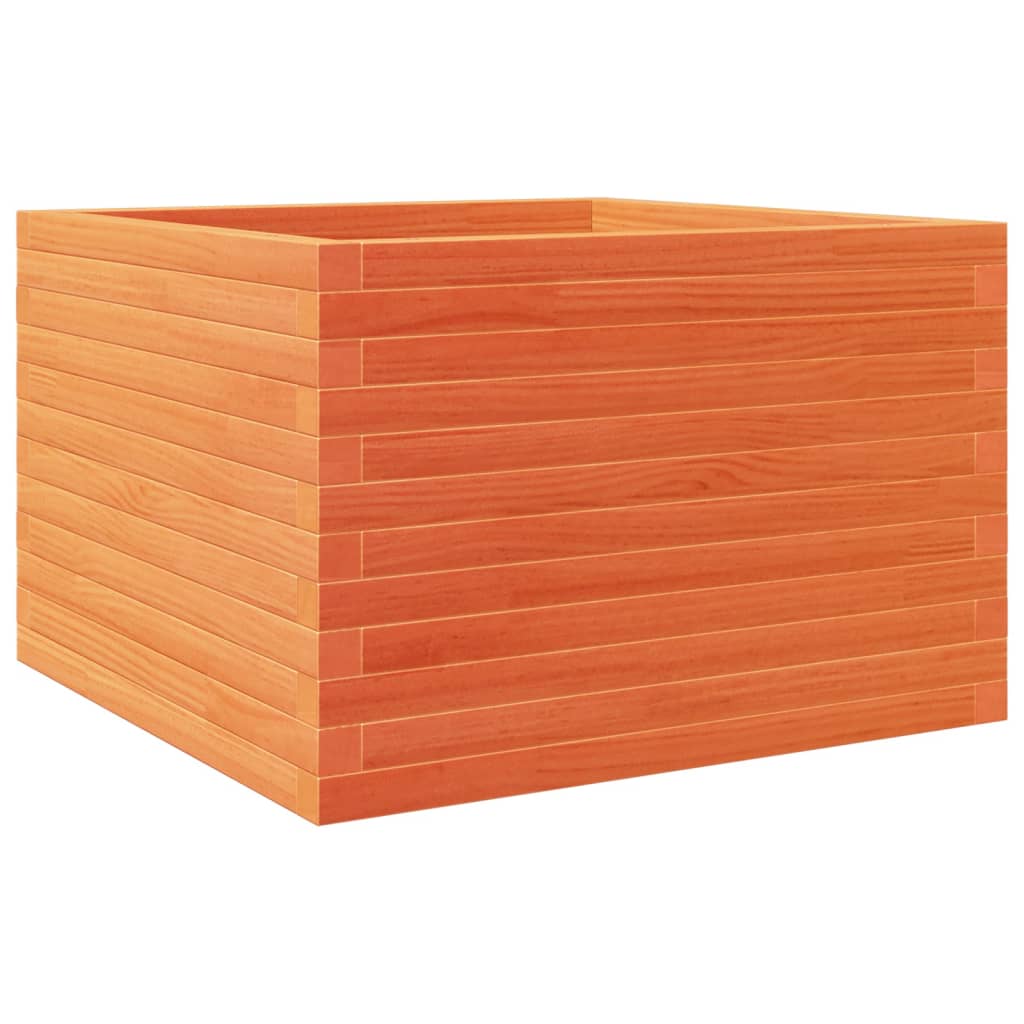 vidaXL Jardinera de madera maciza de pino marrón cera 70x70x46 cm