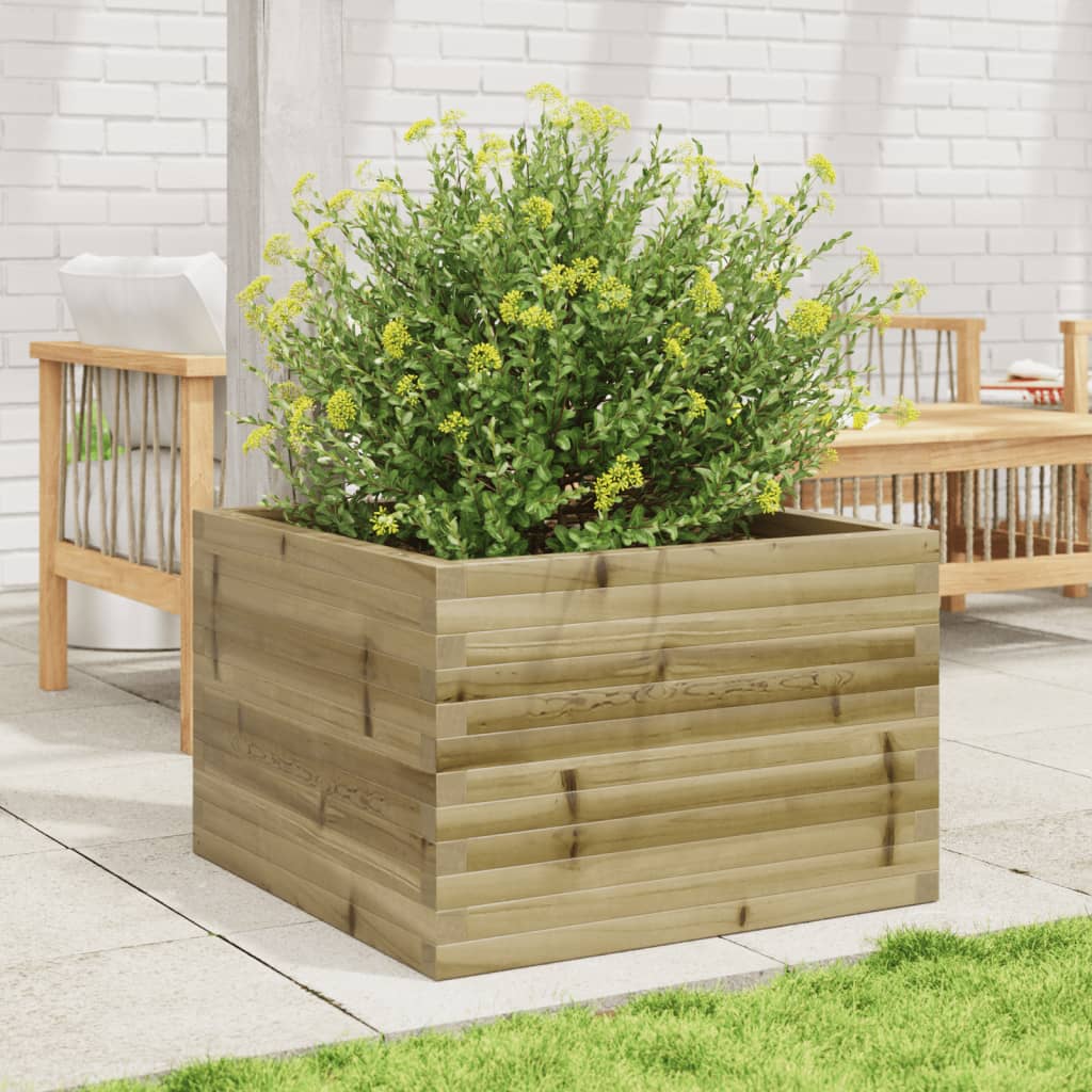 vidaXL Jardinera de madera de pino impregnada 70x70x46 cm