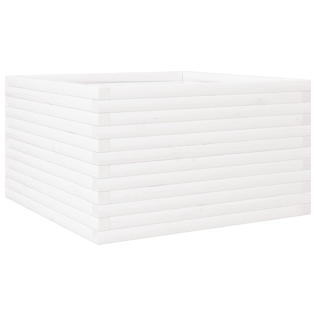 vidaXL Jardinera de madera maciza de pino blanca 80x80x46 cm