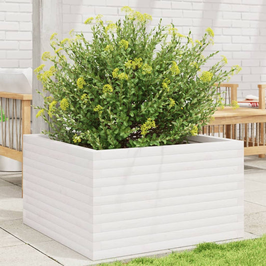 vidaXL Jardinera de madera maciza de pino blanca 80x80x46 cm