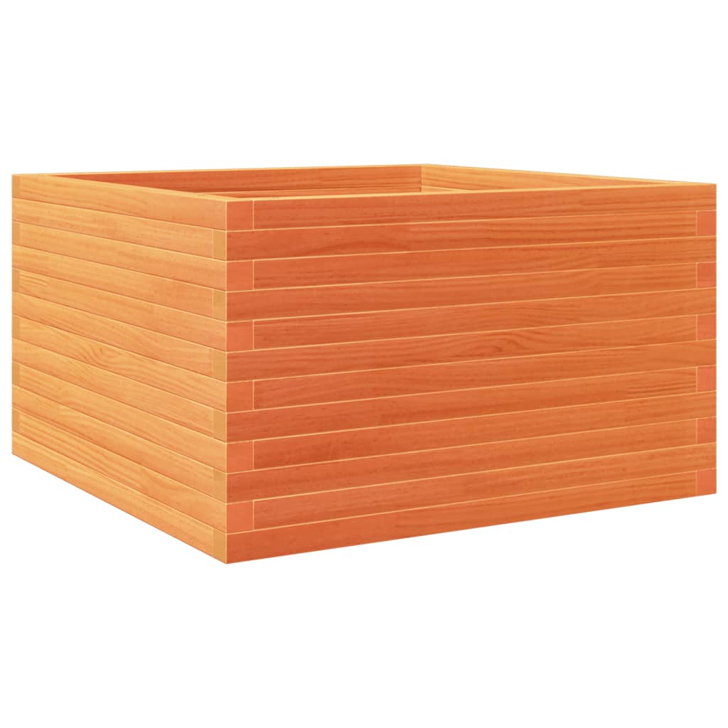 vidaXL Jardinera madera maciza de pino marrón cera 80x80x46 cm