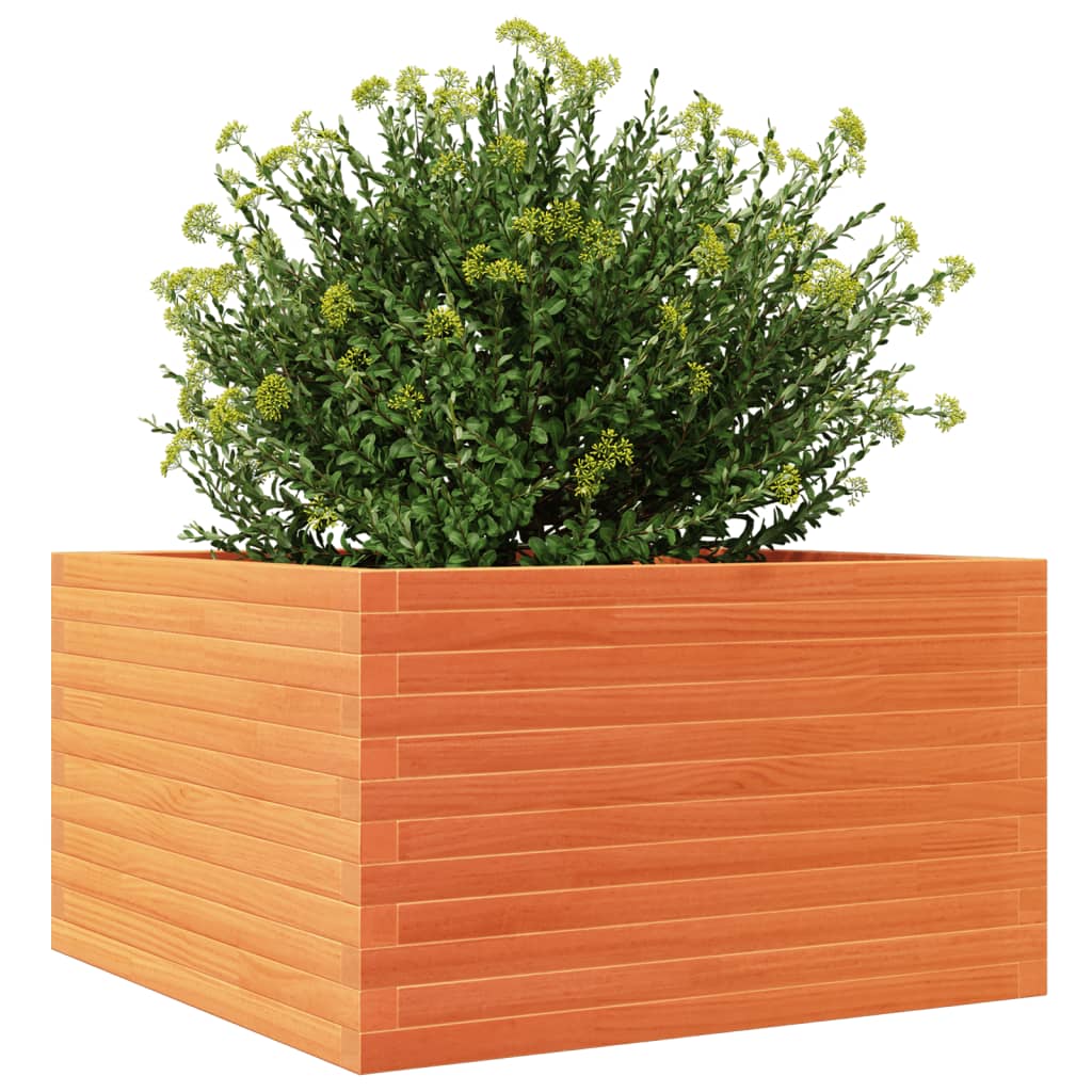 vidaXL Jardinera madera maciza de pino marrón cera 80x80x46 cm