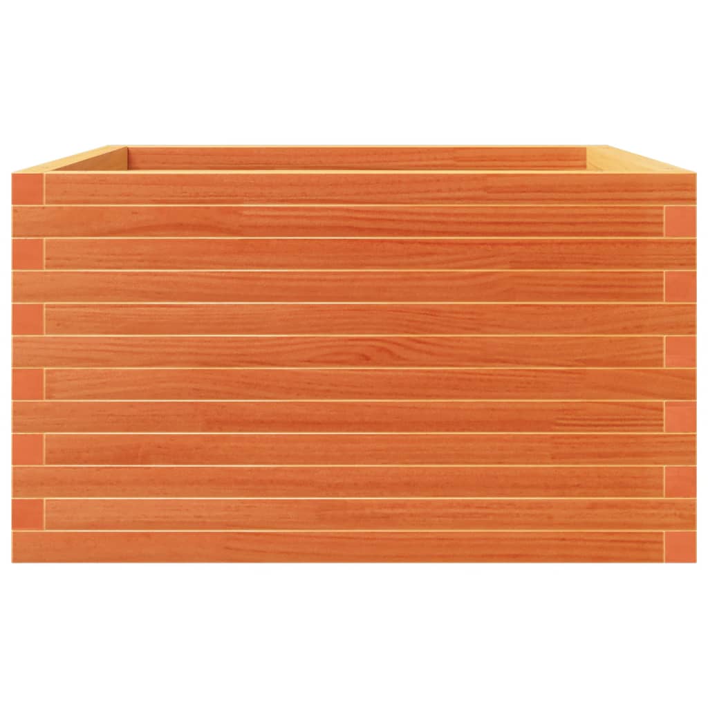 vidaXL Jardinera madera maciza de pino marrón cera 80x80x46 cm