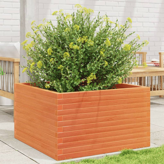 vidaXL Jardinera madera maciza de pino marrón cera 80x80x46 cm