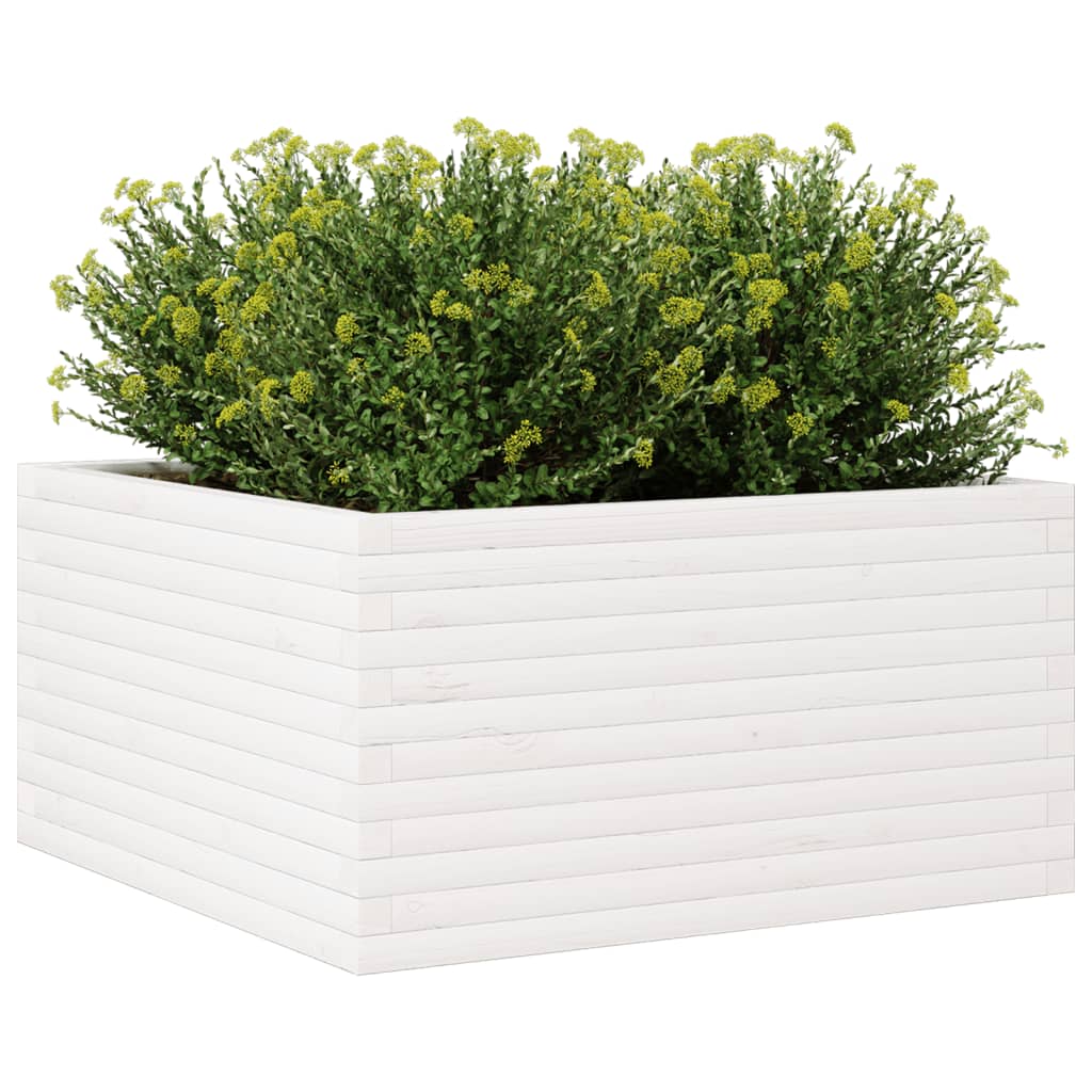 vidaXL Jardinera de madera maciza de pino blanca 90x90x46 cm