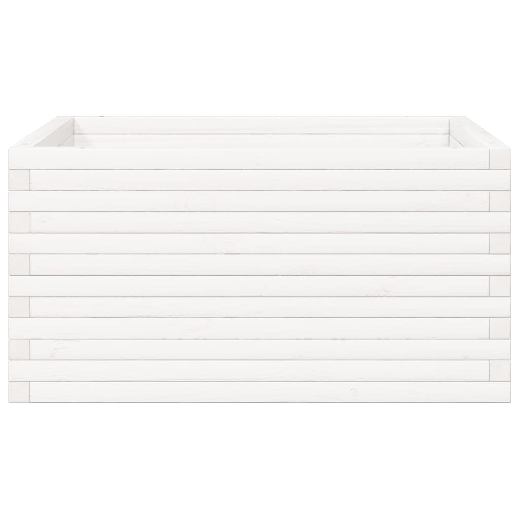 vidaXL Jardinera de madera maciza de pino blanca 90x90x46 cm