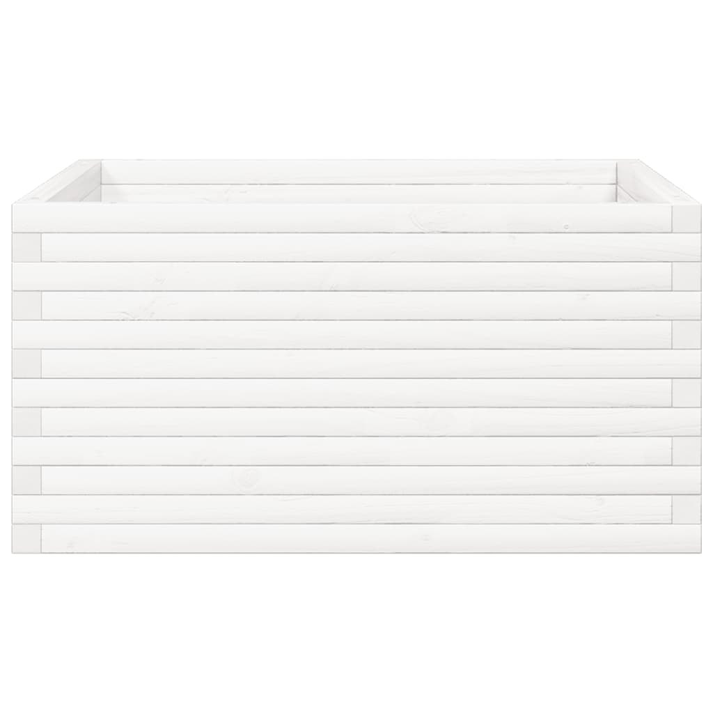 vidaXL Jardinera de madera maciza de pino blanca 90x90x46 cm