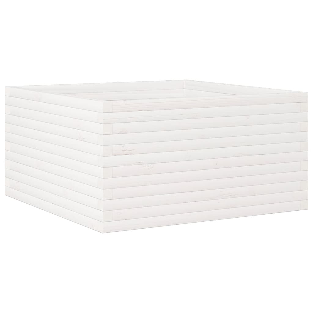 vidaXL Jardinera de madera maciza de pino blanca 90x90x46 cm