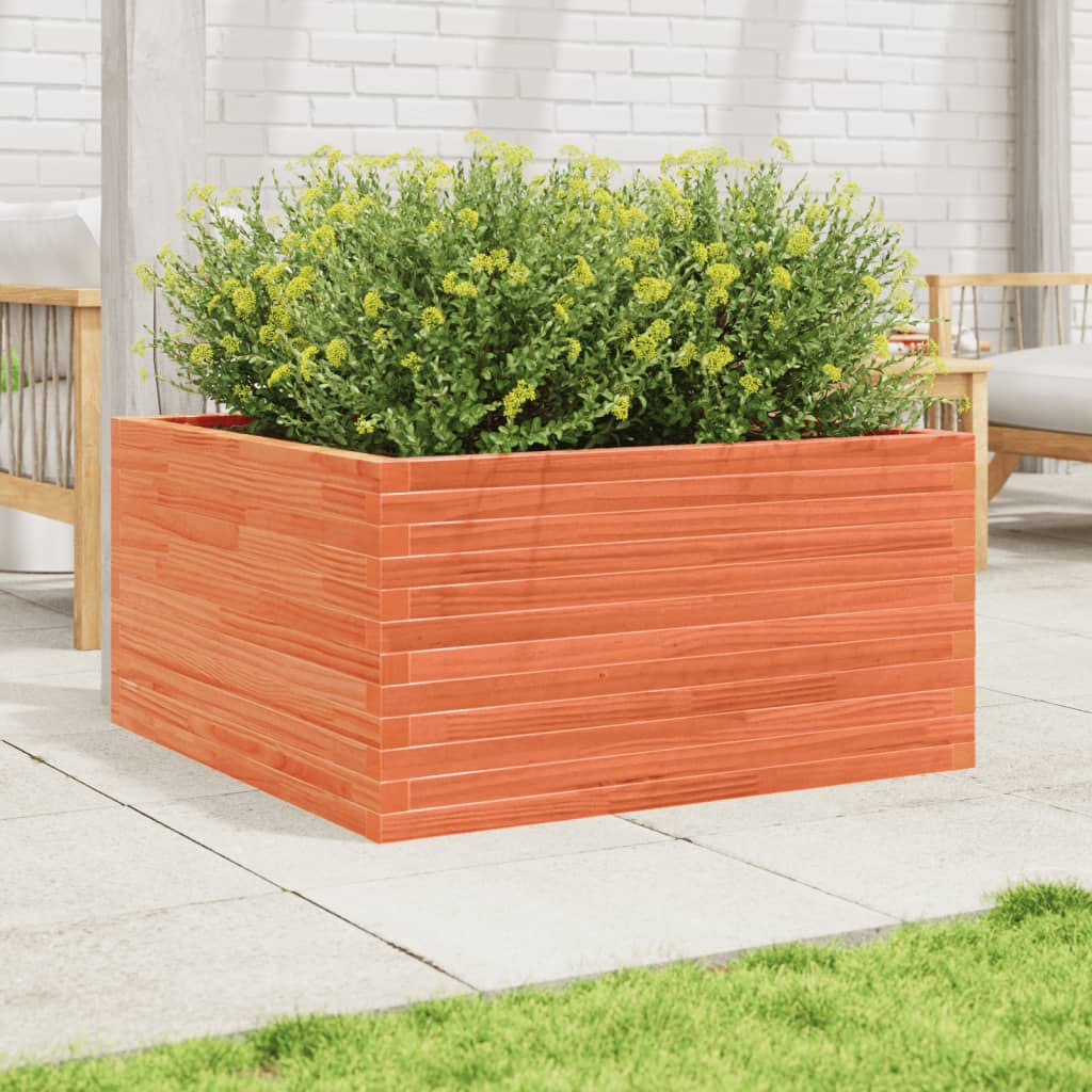 vidaXL Jardinera de madera maciza pino marrón cera 90x90x46 cm